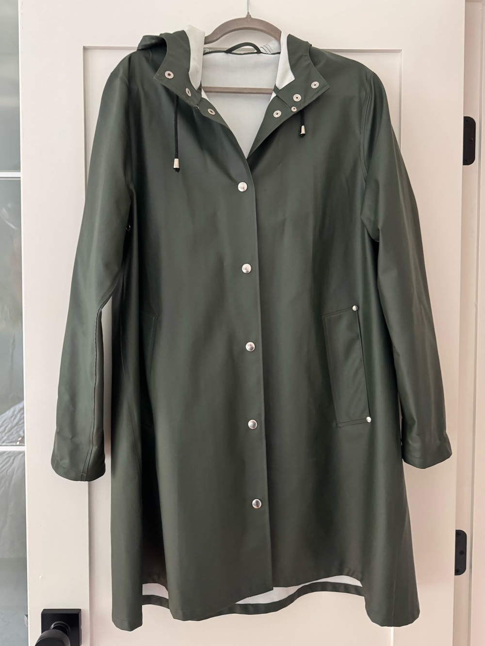 Stutterheim Mosebacke Lightweight Green Hooded Raincoat, M, Like New
